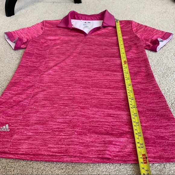 Adidas Golf Puremotion Pleat Sleeve Polo Shirt (Bahia Magenta /Light Onix) Sz S - Picture 10 of 12